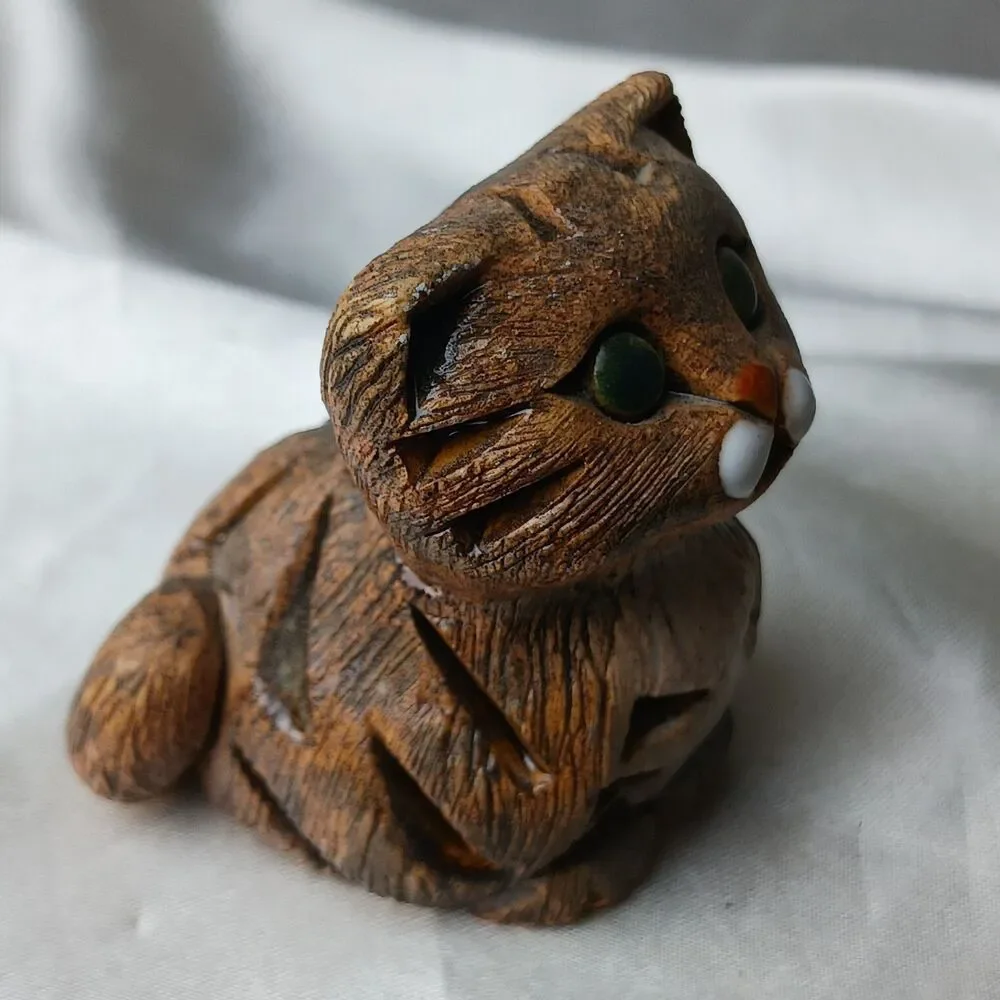 Vintage Artesania Rinconada Art Pottery Hand Crafted Clay 4 Figurines-TABBY CATS